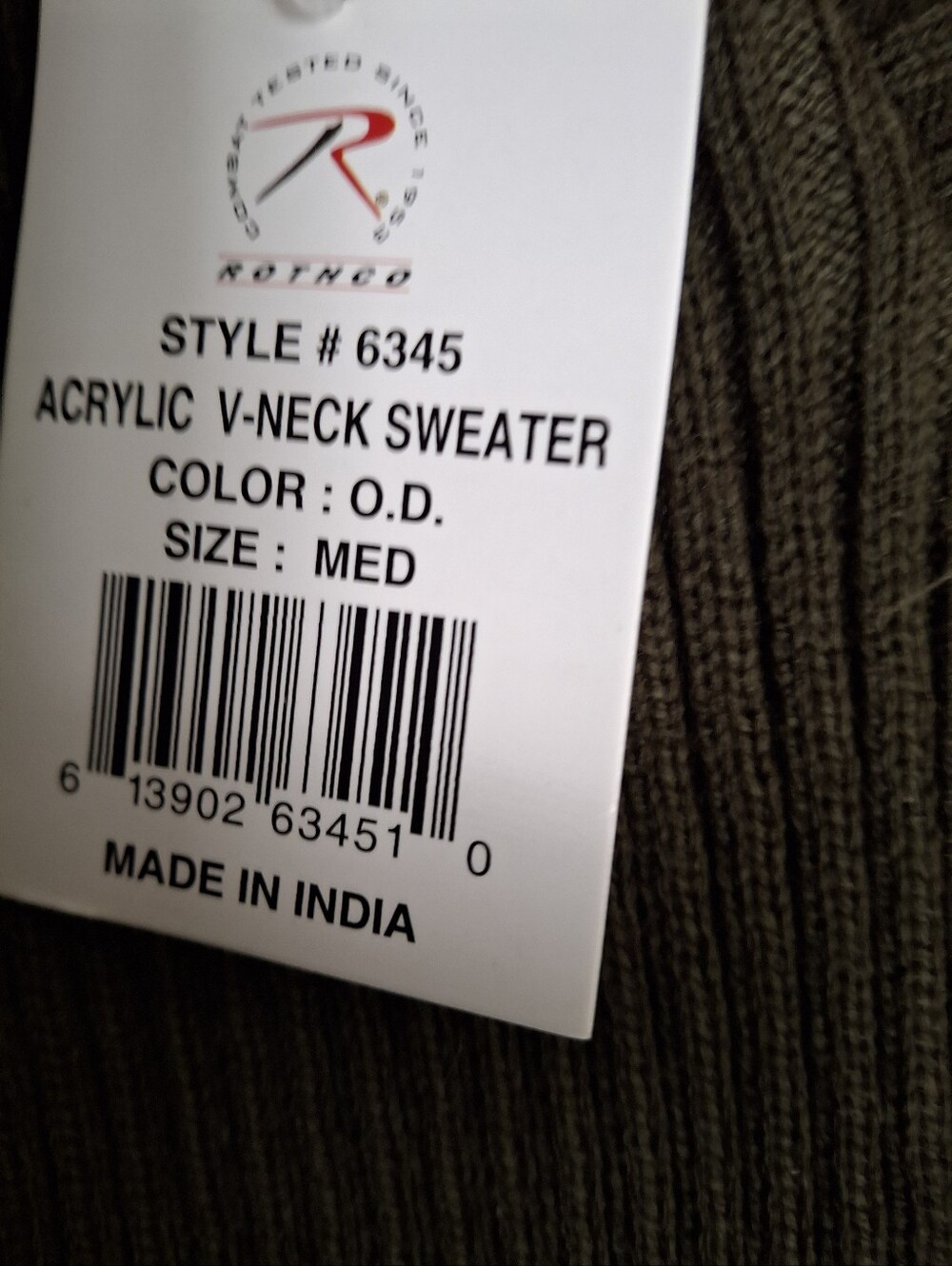 Rothco GI Style Acrylic V-Neck Sweather